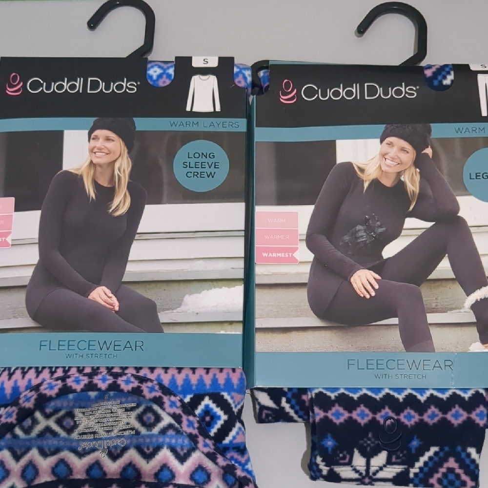 Cuddl Duds Black and Blue Fleecewear Set NWT SIZE S